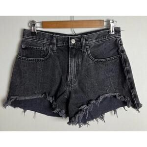 Abercrombie & Fitch Curve Love Mid Rise Boyfriend Shorts 27 Black Denim Women’s